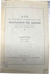 ATT1 del 1er congresso internationale della transfusione del sangue